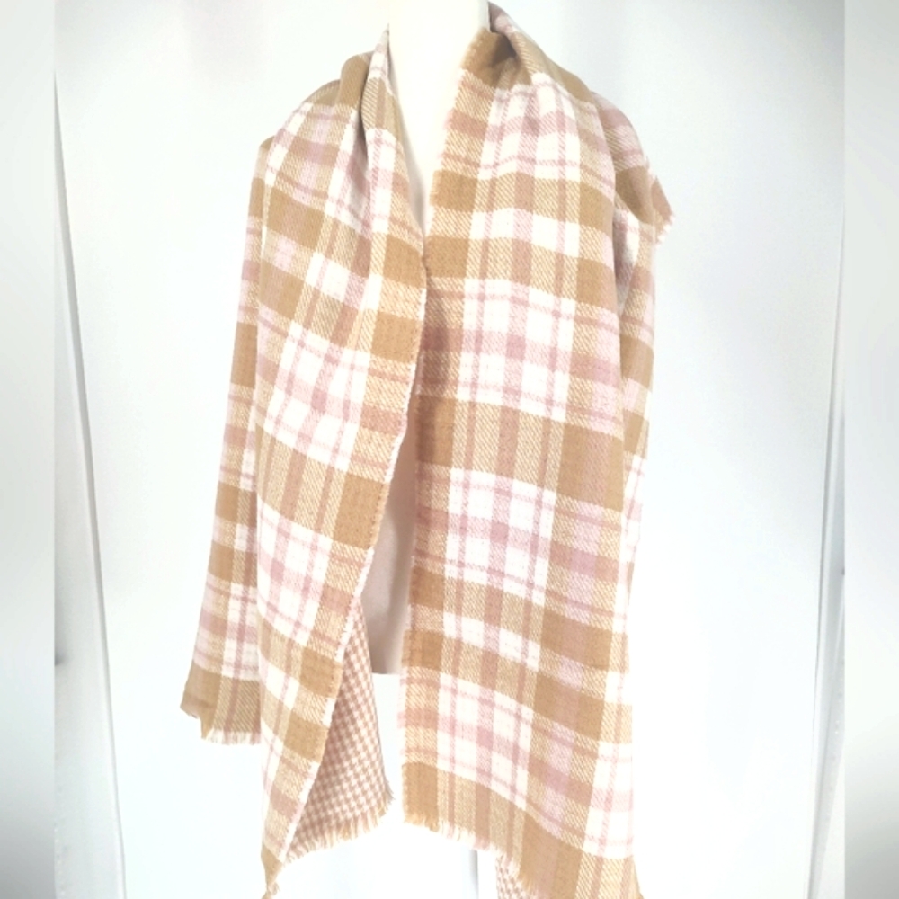 Charter Club Unisex Beige Pink Blanket Scarf